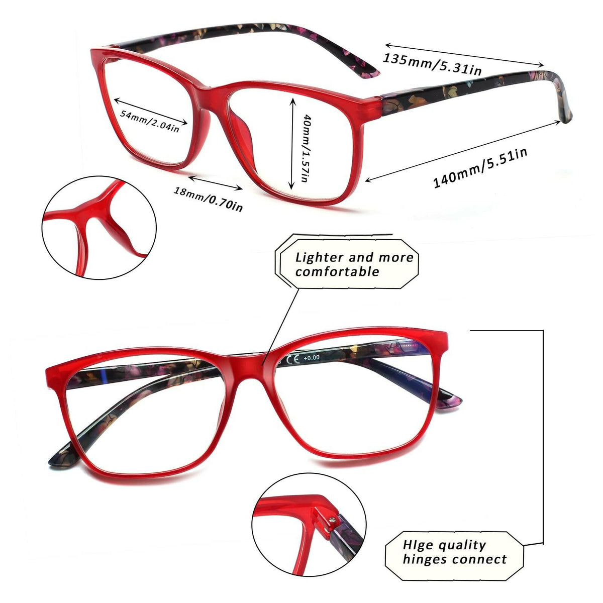 SIGVAN Ladies Reading Glasses Blue Light Blocking Spring Hinge Fashion Pattern