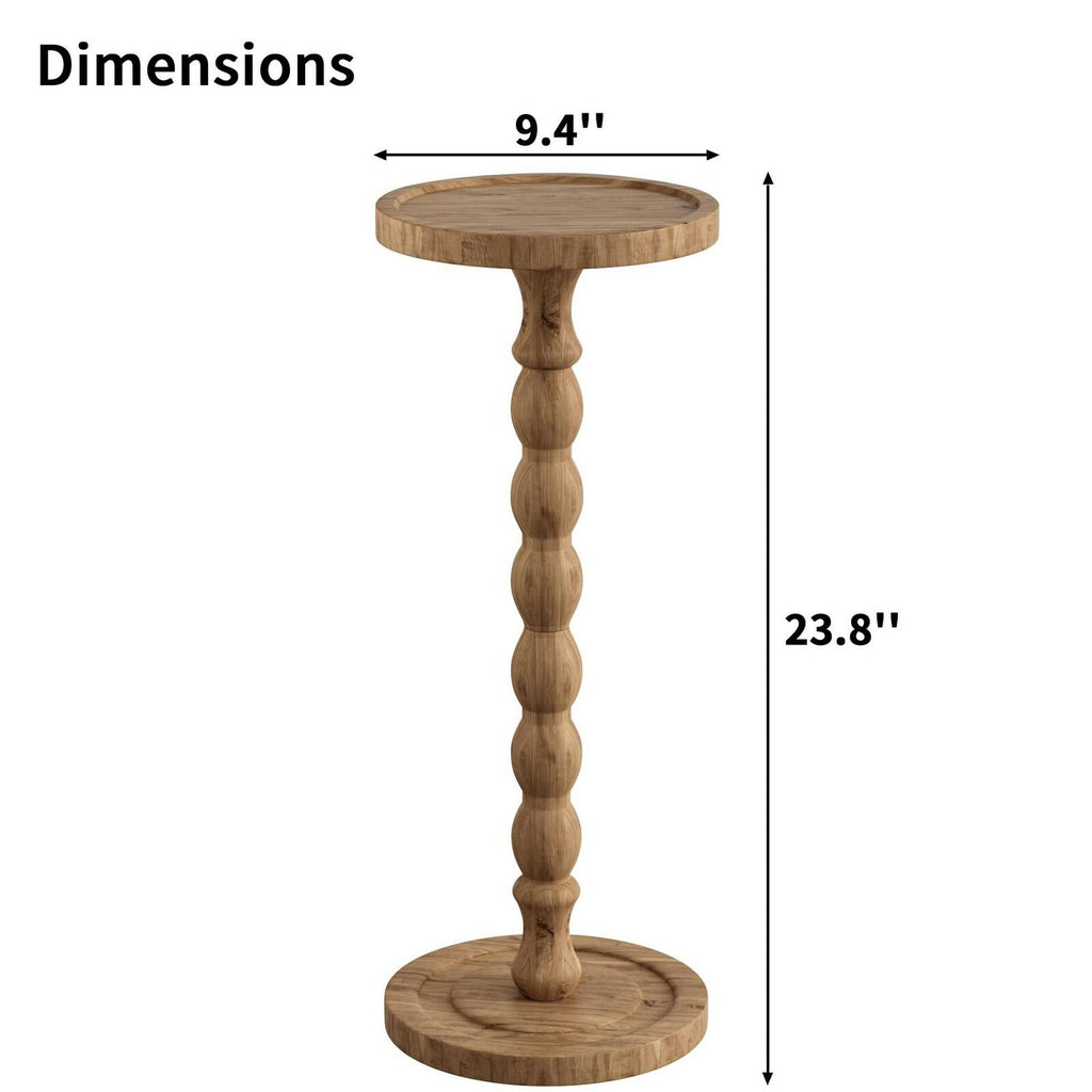 iFaveorr Small Side Table, Rubberwood‌ Drink Table for Small Spaces, Solid Wood