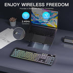 Soueto Wireless Keyboard with 7-Color RGB Backlit, Full-Size Computer Keyboard