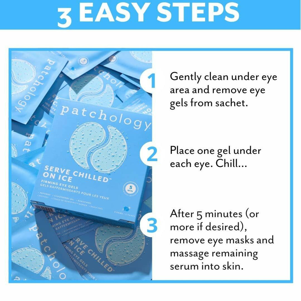 5 Pairs Patchology Iced Cooling Under Eye Mask Patches with Peptides, Cloudberry