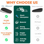 Dr. Shoesert Height Increase Insoles for Men and Women Wool Felt Gel Heel (1.0'