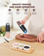 Sangcon Gravity Electric Salt and Pepper Grinder Set Automatic Shakers Mill