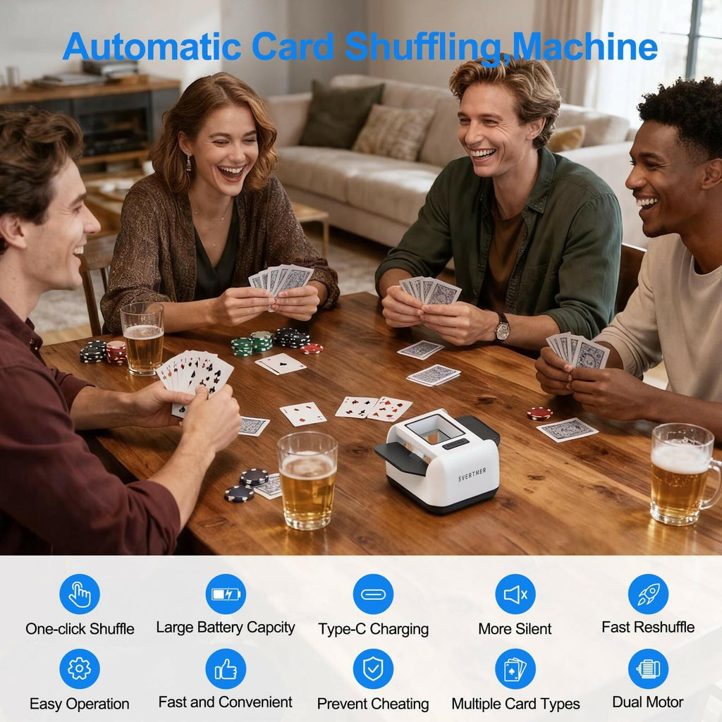 Svertmer Automatic Card Shuffler 1-2 Deck Electric Card Shuffle Machine|Portable