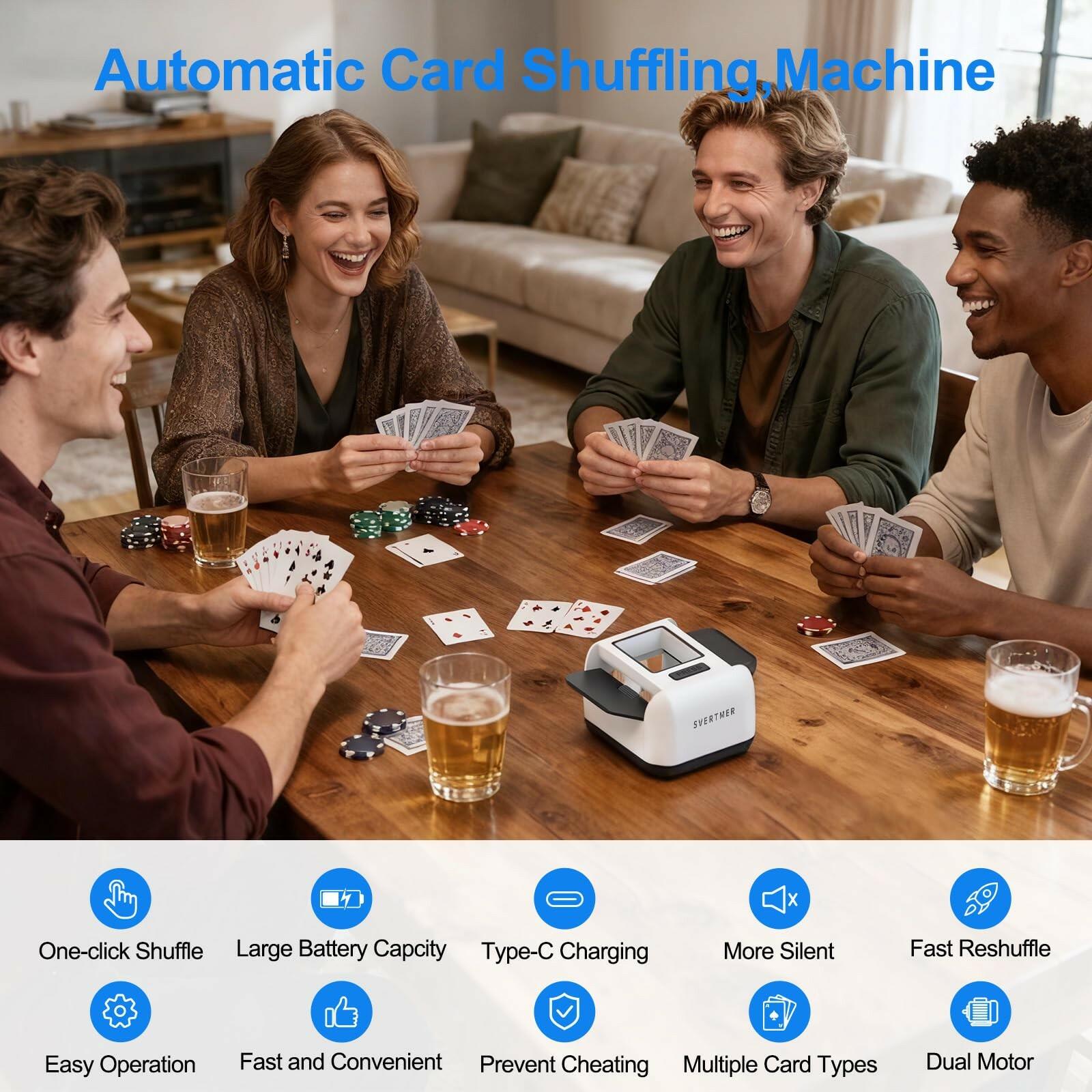 Svertmer Automatic Card Shuffler 1-2 Deck Electric Card Shuffle Machine|Portable