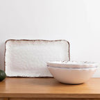 2 pieces Set LEHAHA Rustic White Melamine Large Serving Bowl,12 inches (130 OZ)