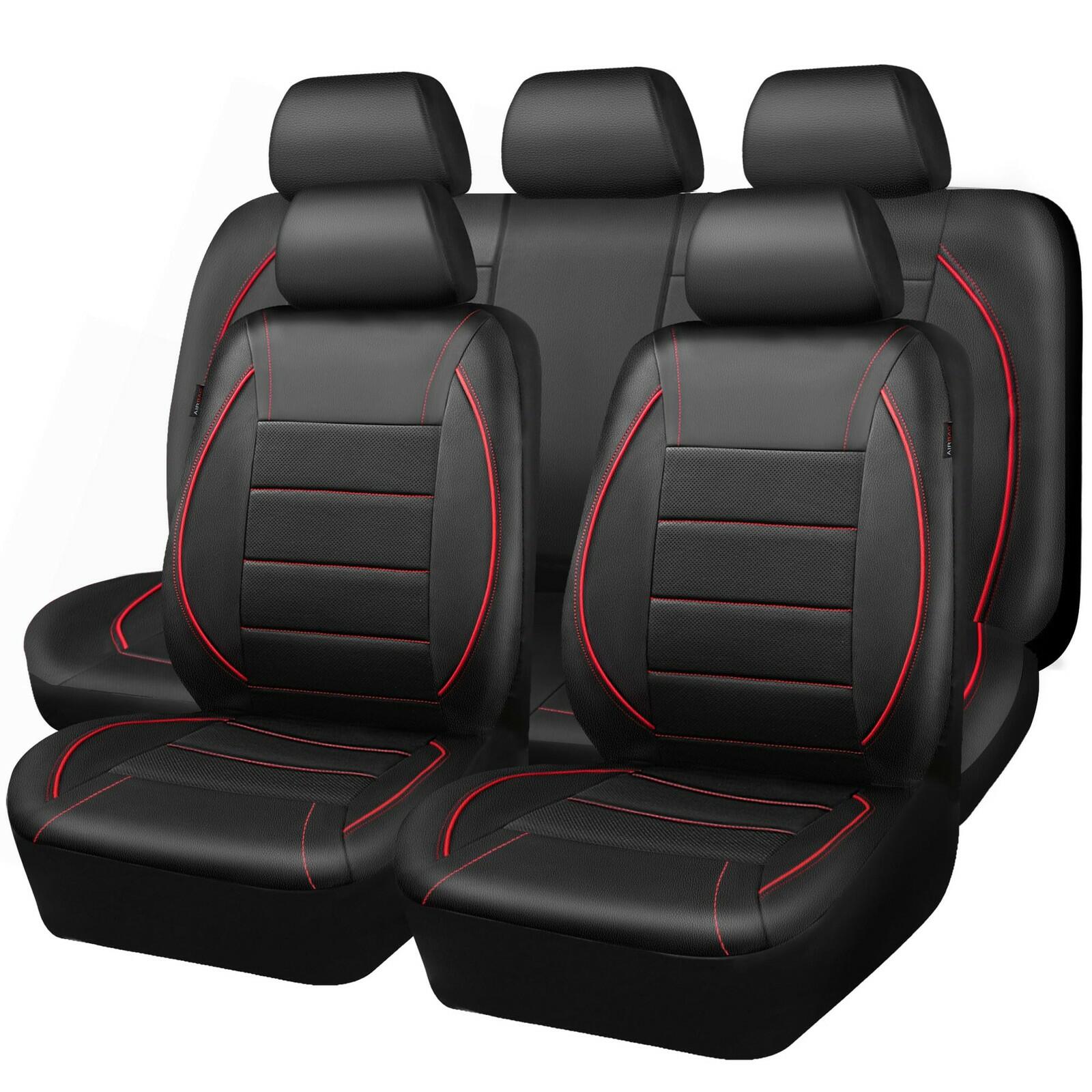 Black and Red CAR PASS Universal FIT Piping Leather Car Seat Cover, for