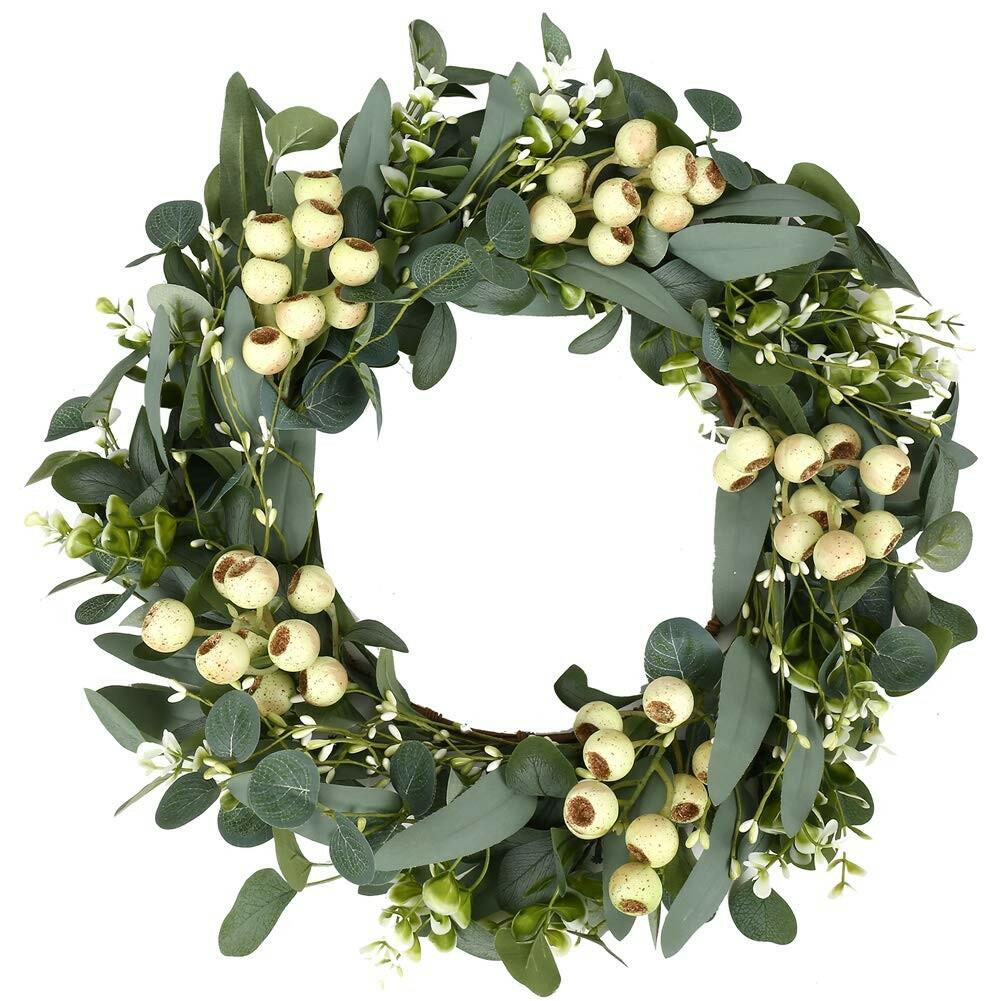 JINGHONG Eucalyptus Wreaths for Front Door 20 Inch Green Home Decor for Wall