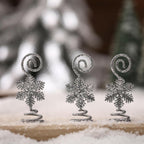 Rtteri 16 Pcs Christmas Picture Display 2 Inch Snowflake Christmas Place Card