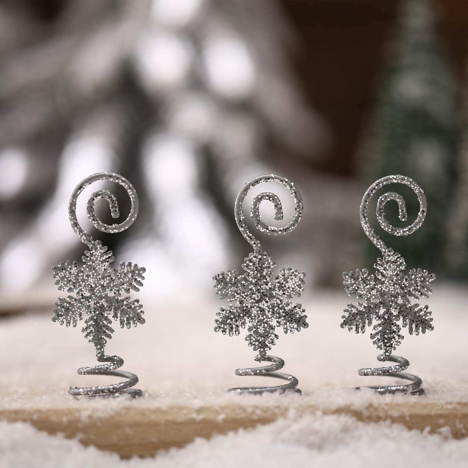 Rtteri 16 Pcs Christmas Picture Display 2 Inch Snowflake Christmas Place Card