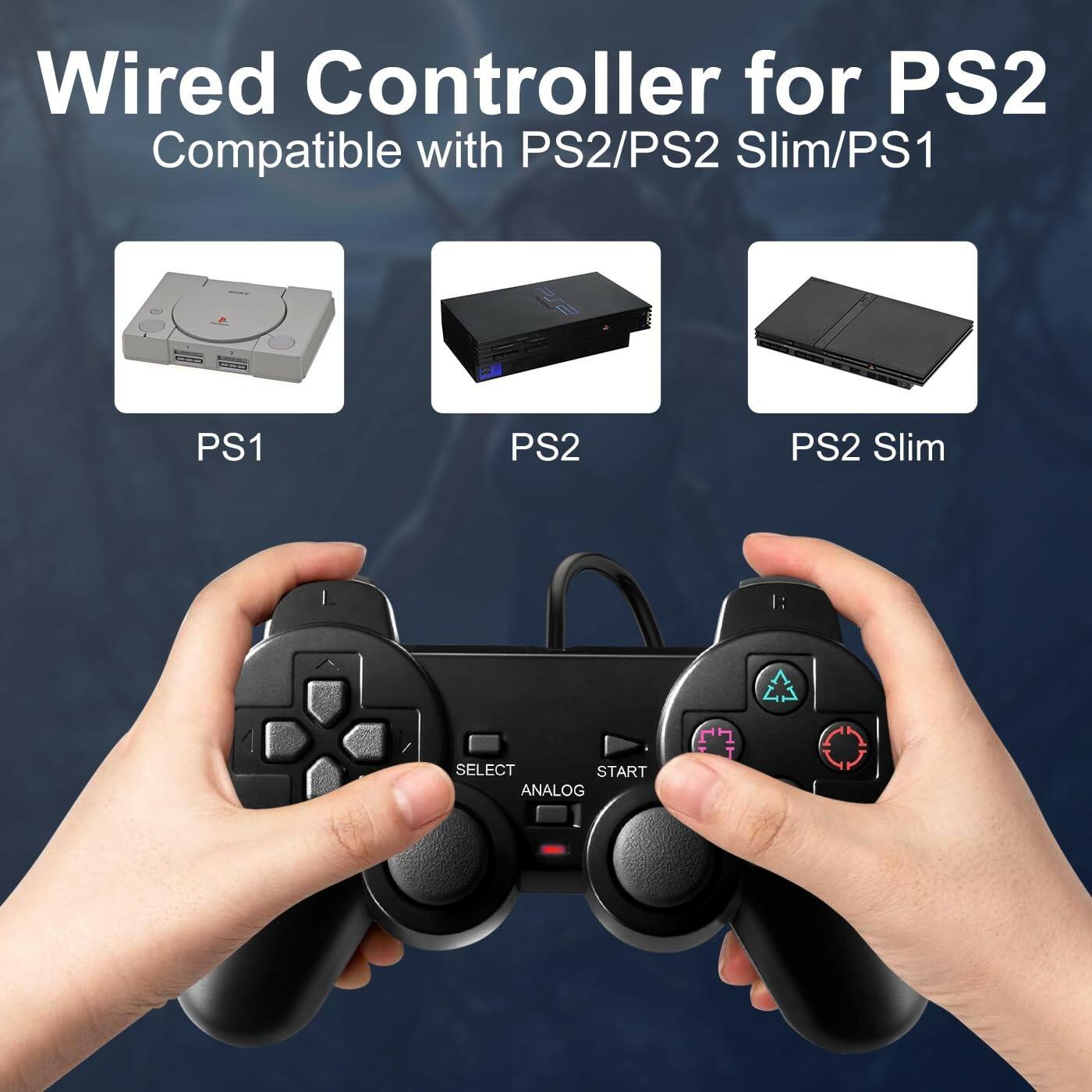 HaeBorl PS2 Controller, 2 Packs Wired Controller Compatible with PS2/PS2