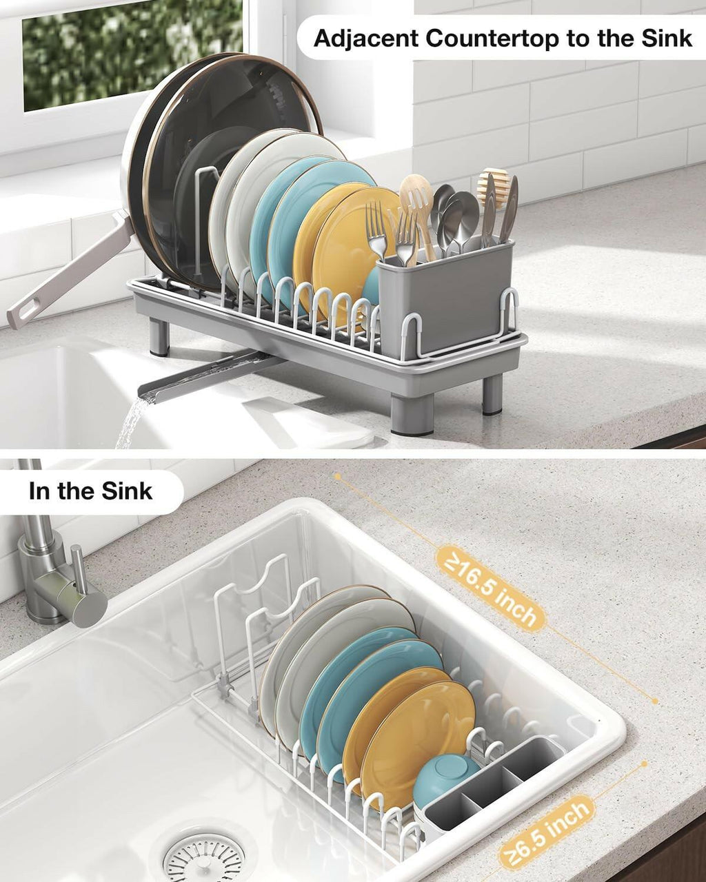 Nfnoyp Dish Rack, Carbon Steel Small Dish Drying Rack Rustproof for Kitchen