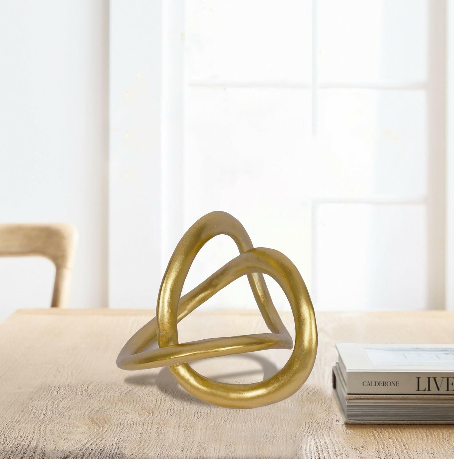 PUHOZN Modern Geometric Round Sculpture Gold Knot Statue Decor Tabletop