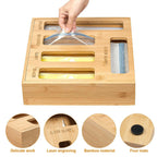 DUJEN Plastic Bag Organizer for Drawer, Bamboo Food Storage Bags Container