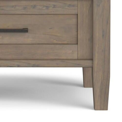 IMPLIHOME Ela End Table 20" Solid Wood Rectangle Transitional Smoky Brown