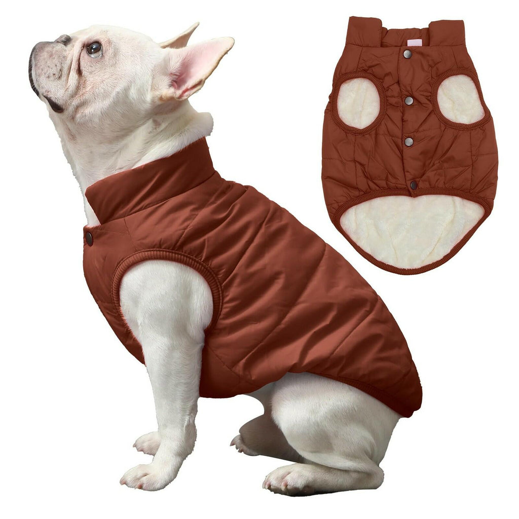JoyDaog 2 Layers Fleece Lined Warm Dog Jacket for Puppy Winter Cold Weather,Soft