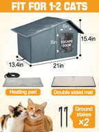 OPEN BOX Medium Weatherproof Heated Cat Houses for Outdoor Cats - Insulated Cat