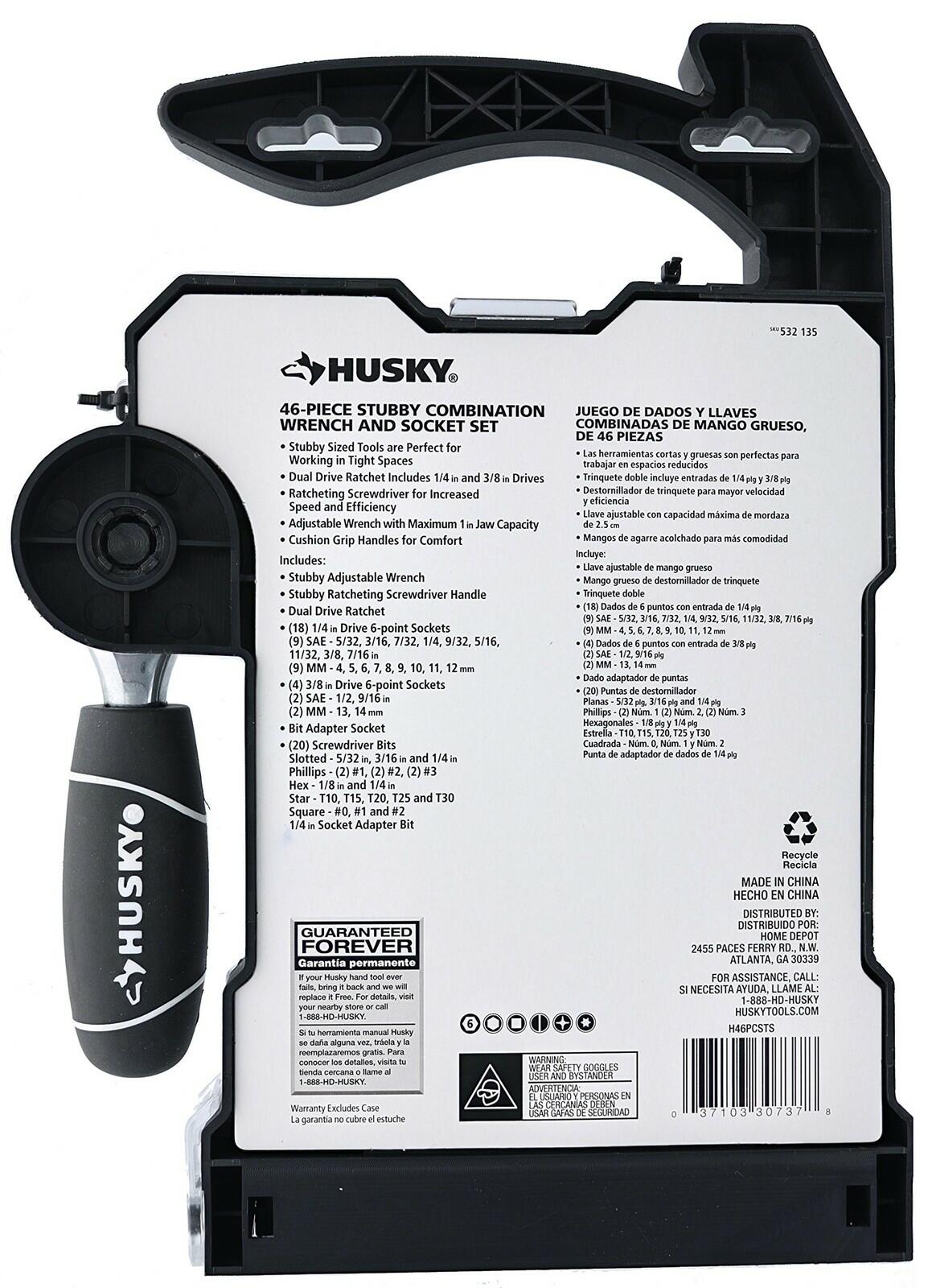 Husky Stubby Wrench and Socket Set (46-Piece)-H46PCSTS
