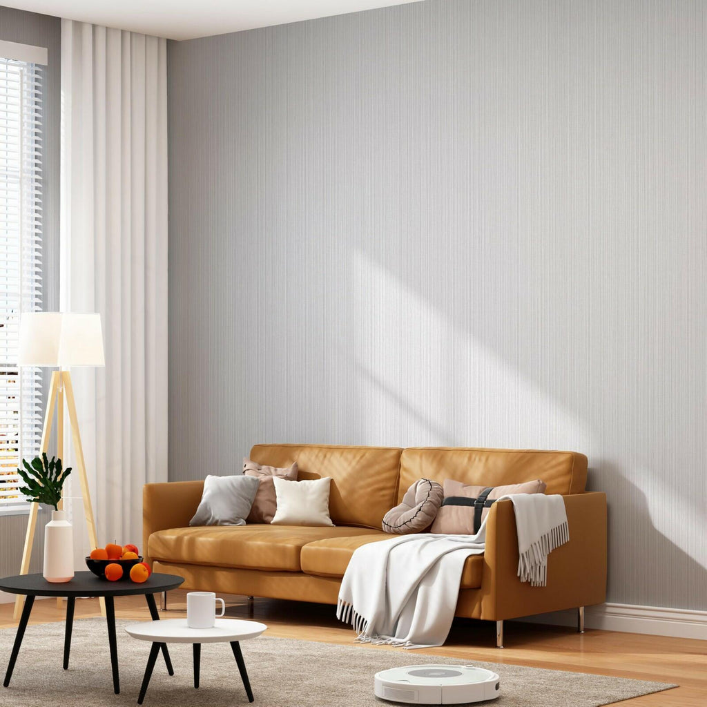 Cozydeco 24"x394" Light Grey Grasscloth Wallpaper Peel and Stick Faux Linen