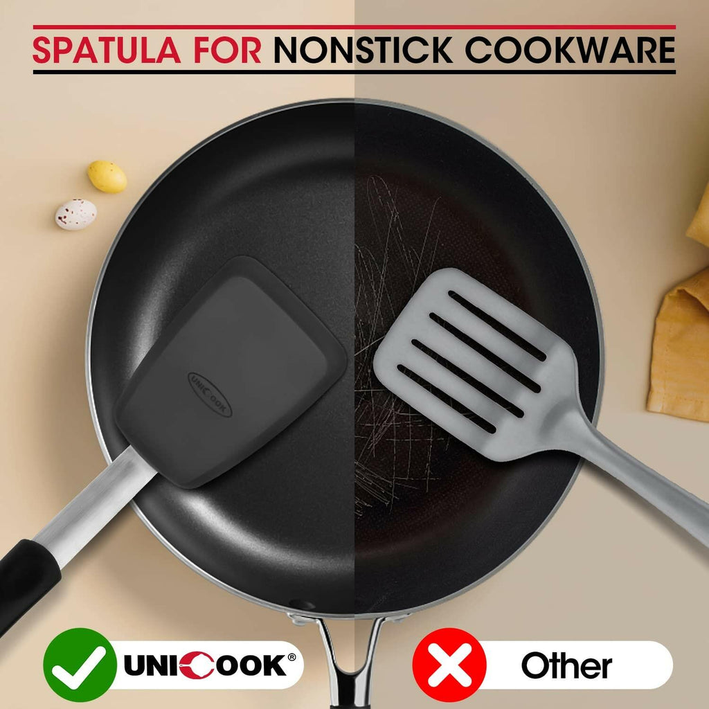 Unicook 2 Pack Flexible Silicone Spatula, Turner, 600F Heat Resistant, Ideal for