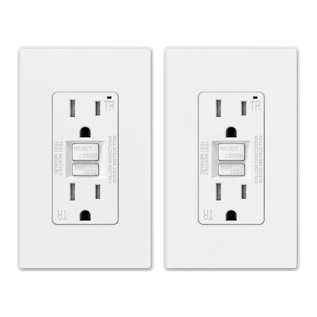 2 PACK ELEGRP GFCI Outlet 15 Amp, Self-Test GFI Electrical Outlet with Thinner