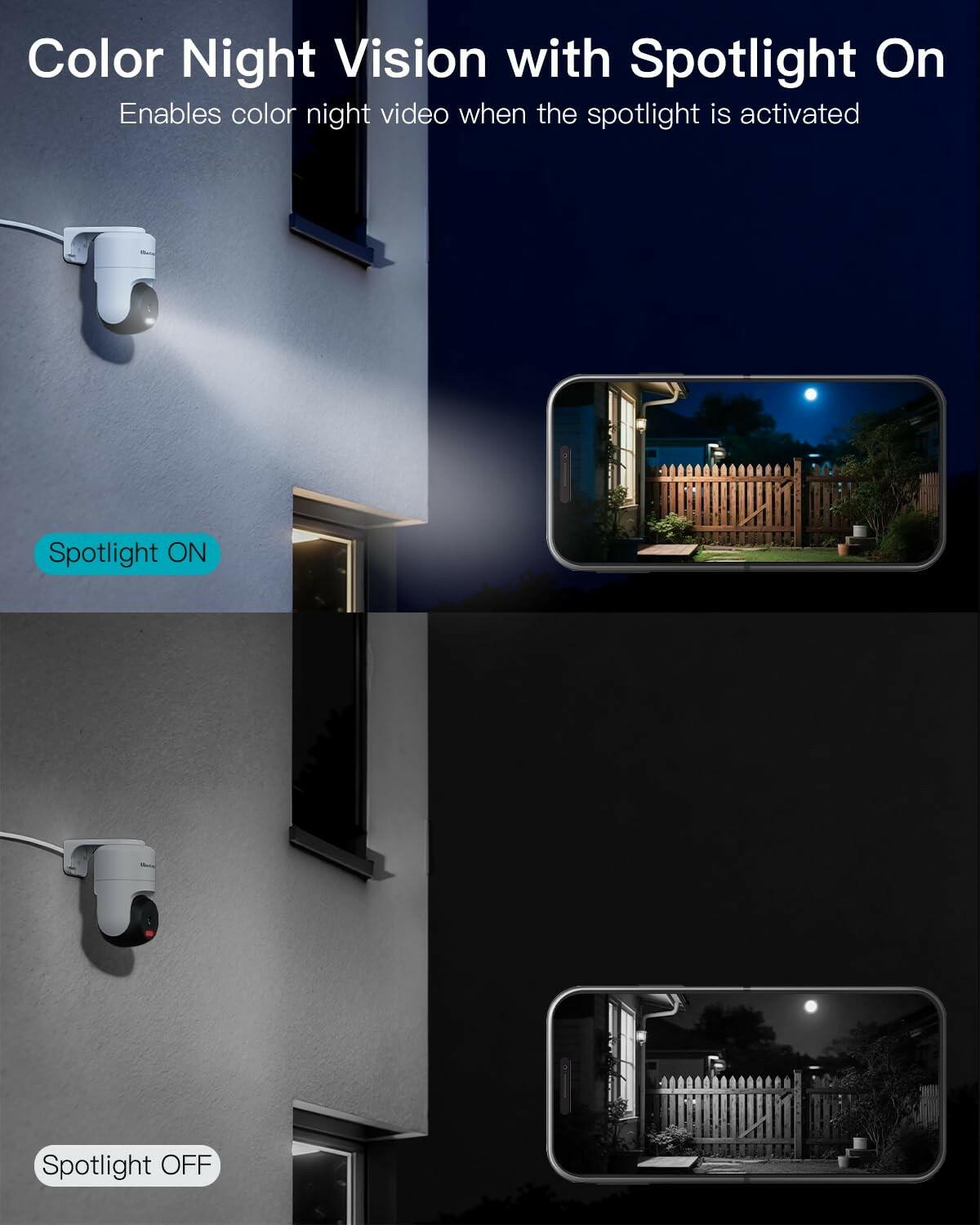 VIMTAG Pan/Tilt Outdoor Security Camera, 2.5K 4MP WiFi Home CCTV Camera, 360°