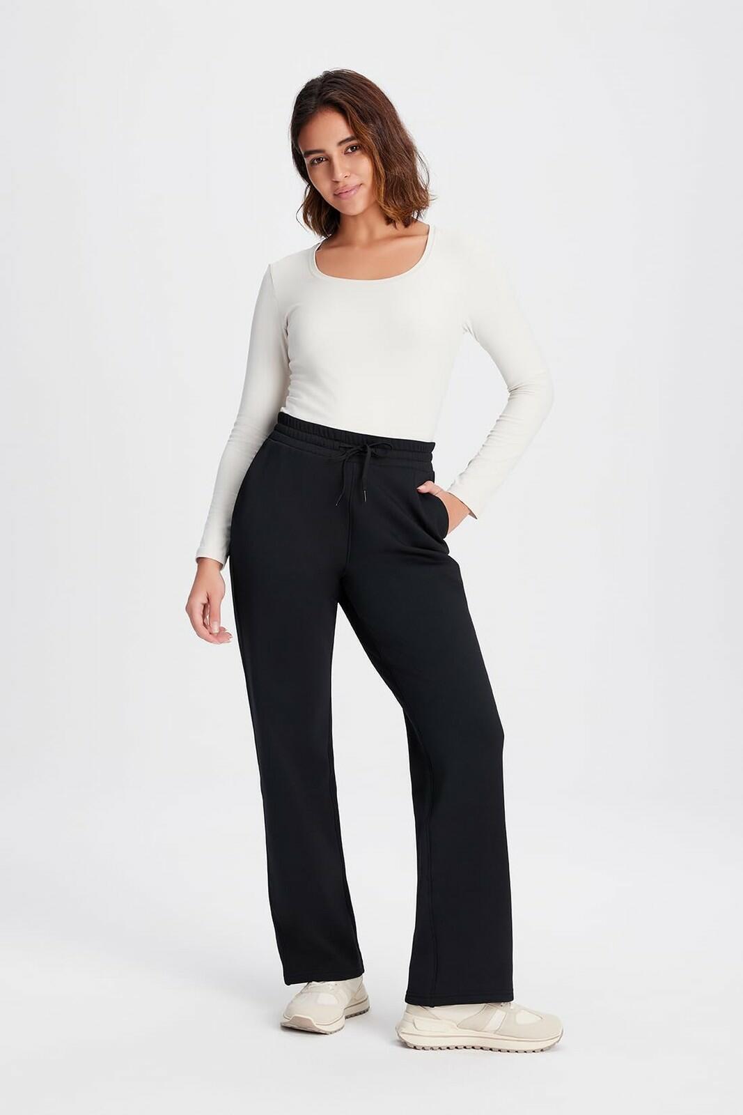 Yogipace Petite Women's CozyWarmth Thick Thermal Fleece Sweatpants, Relaxed