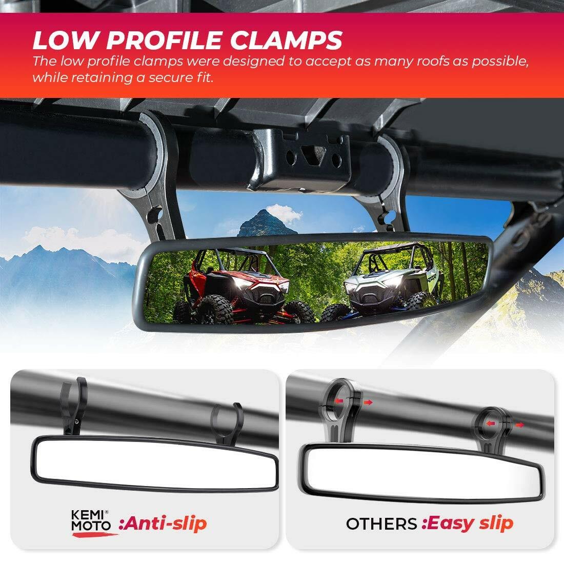 KEMIMOTO UTV Rearview Mirror, 15" UTV Race Convex Center Mirror with 3/4 1.75"