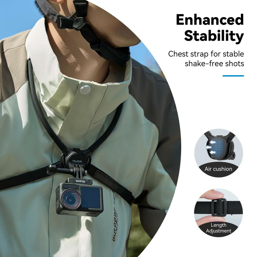TELESIN Neck Mount SE 2.0 with Air Cushion, Adjustable Chest Strap and Neck