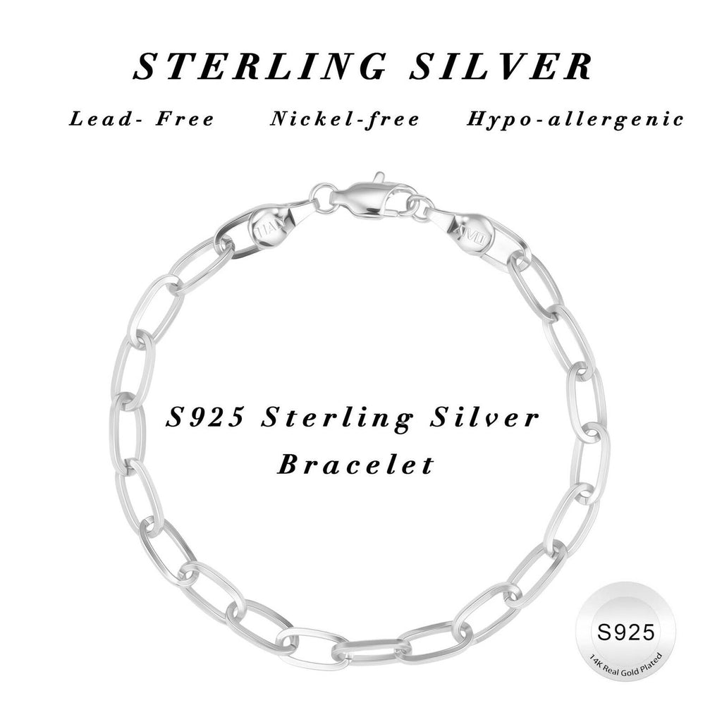 Treasure Bender S925 Sterling Silver Paperclip Chain Bracelets for Women -