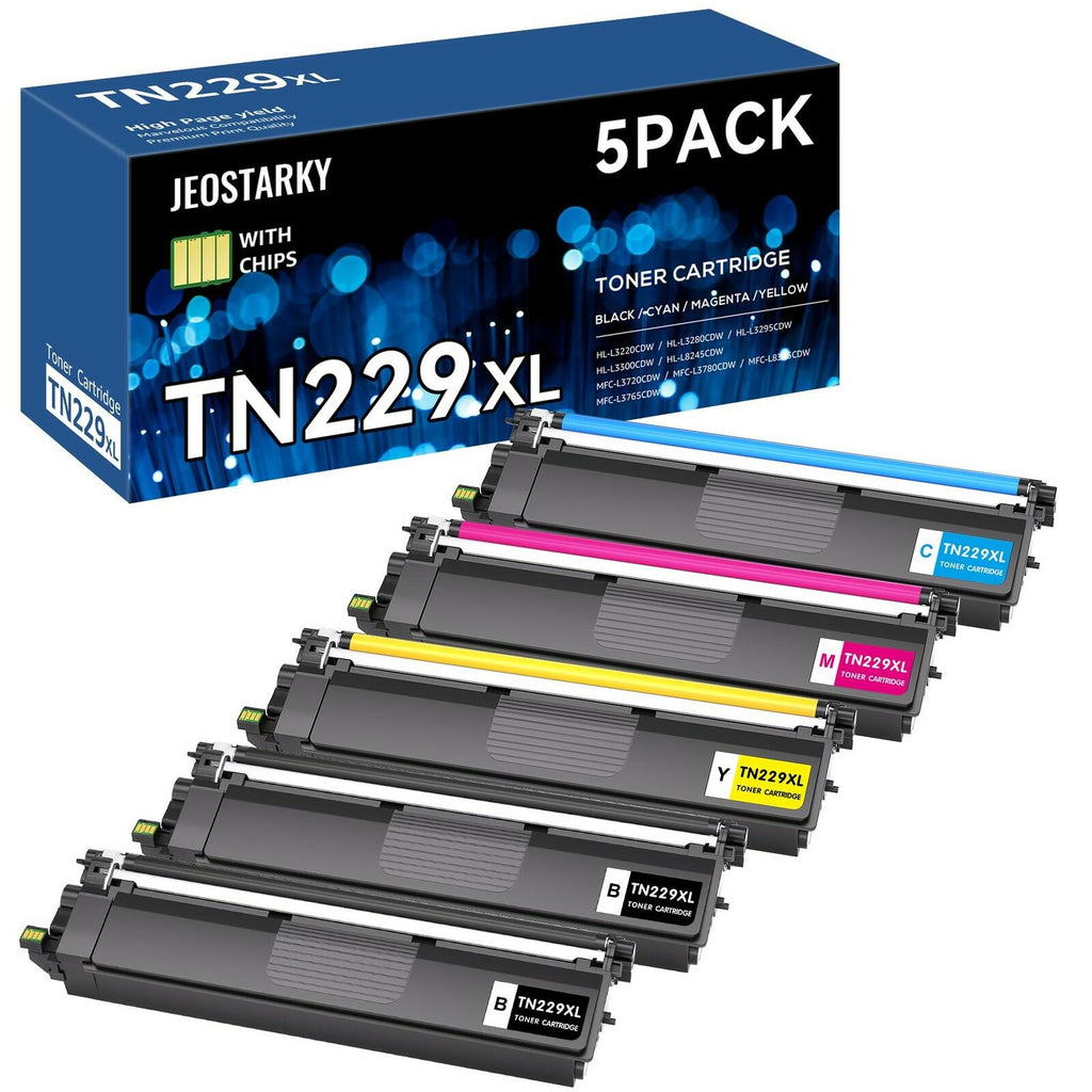 Jeostarky TN229XL TN229 Toner 5-Pack High Yield Replacement for Brother TN229