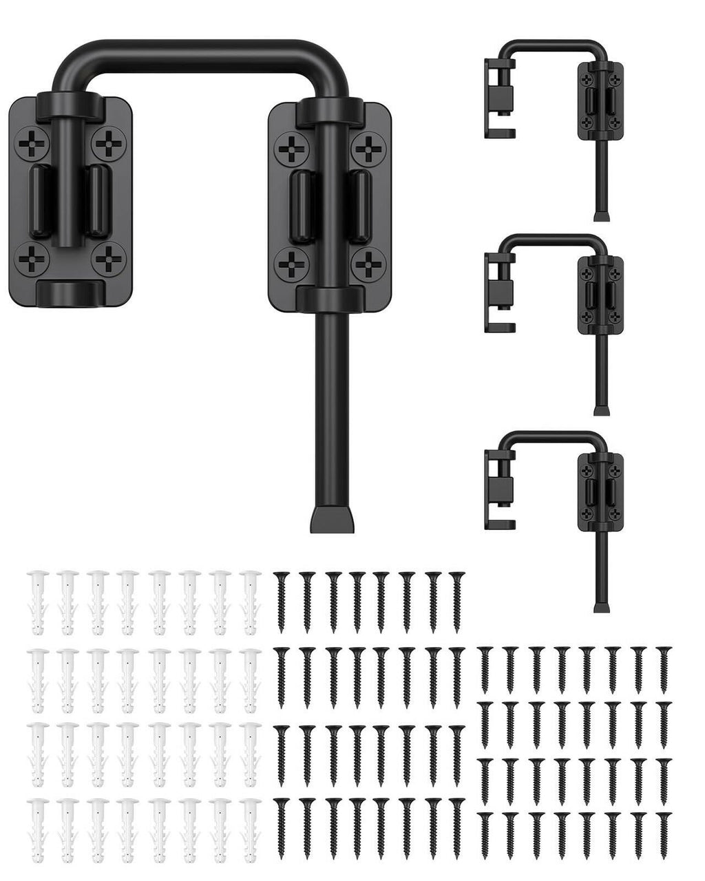 4 psc MeBantoo 2.36 Inch U Patio Sliding Door Loop Lock Latch - Stainless Steel