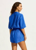 Corfu Elasticated Waist Playsuit - Azure