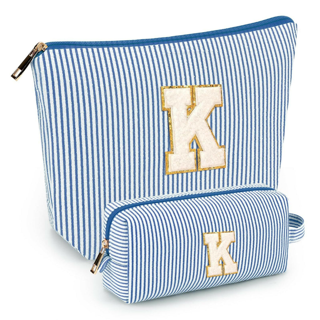 2 PCS Initial Makeup Bags for Women: Cosmetic Bag for Travel Toiletry - Birthday