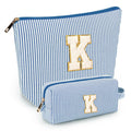 2 PCS Initial Makeup Bags for Women: Cosmetic Bag for Travel Toiletry - Birthday