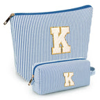 2 PCS Initial Makeup Bags for Women: Cosmetic Bag for Travel Toiletry - Birthday