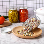 4 Pack YINGERHUAN Glass Regular Mouth Mason Jars, 16 oz Clear Glass Jars with