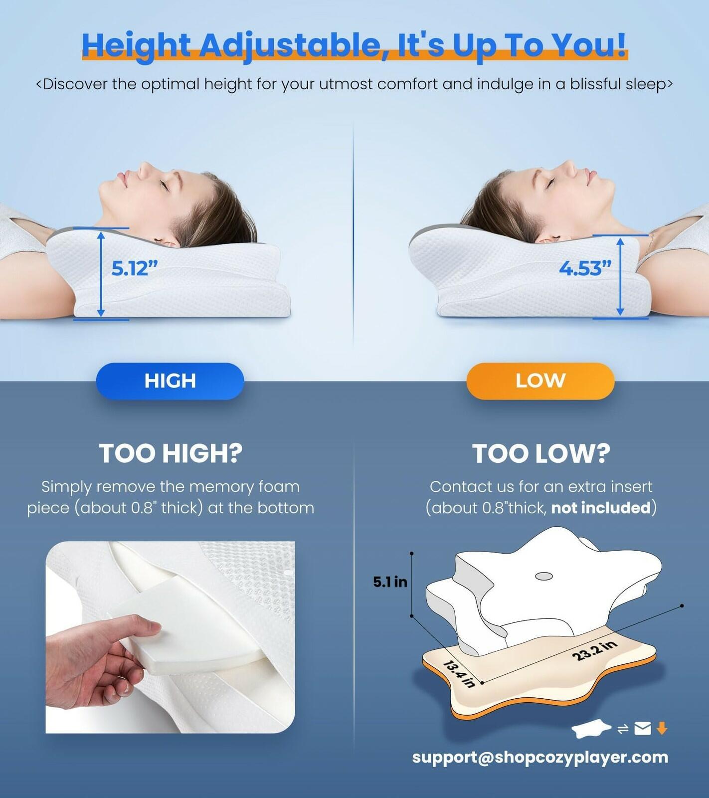 Ultra Pain Relief Cooling Pillow for Neck Support, Adjustable Cervical Pillow
