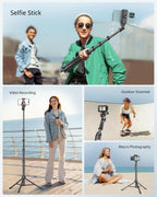 SENSYNE 62" Phone Tripod & Selfie Stick, Extendable Cell Phone Tripod Stand with