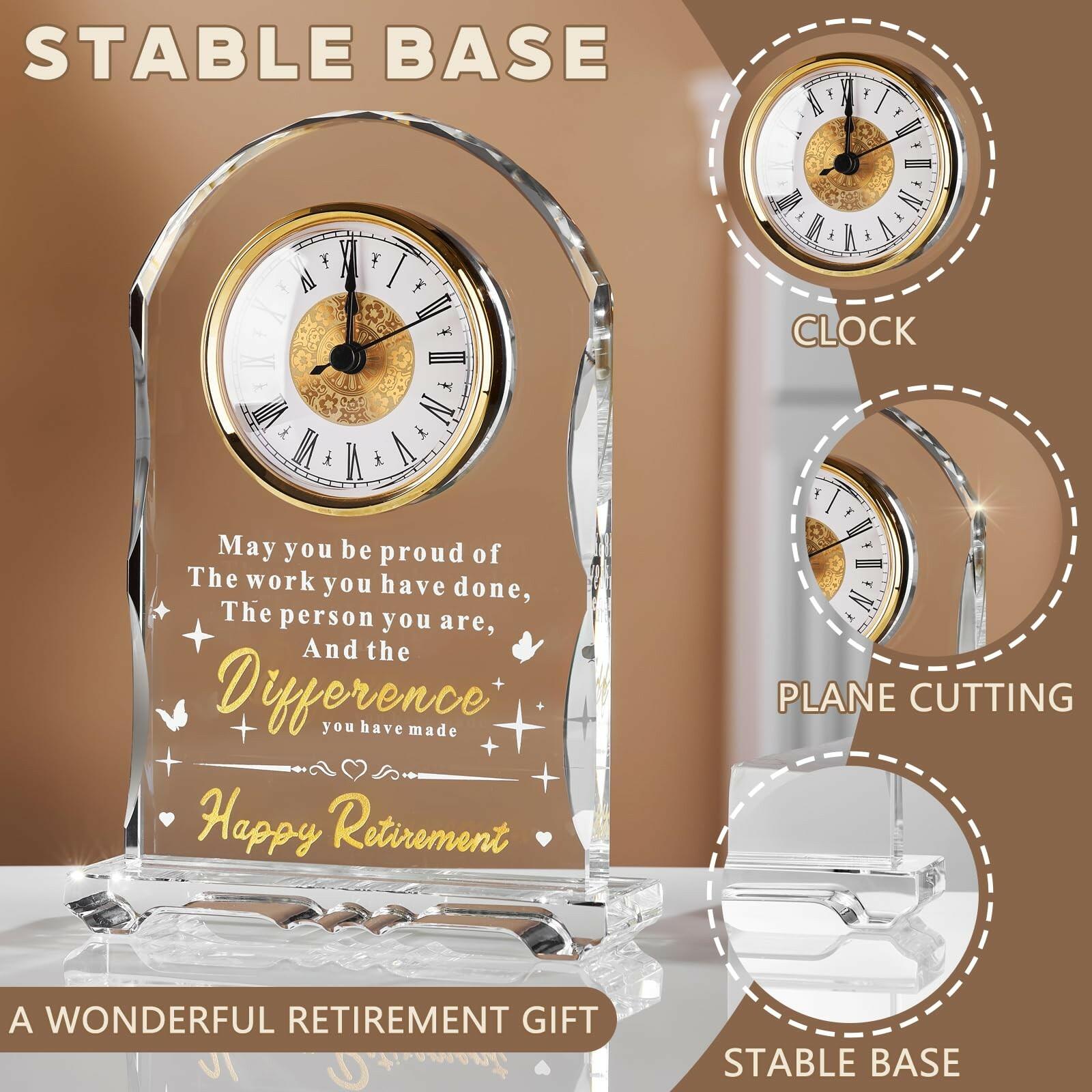 Ghtixsu 2026 Retirement Gifts for Women Men Crystal Clock, Going Away Gifts for