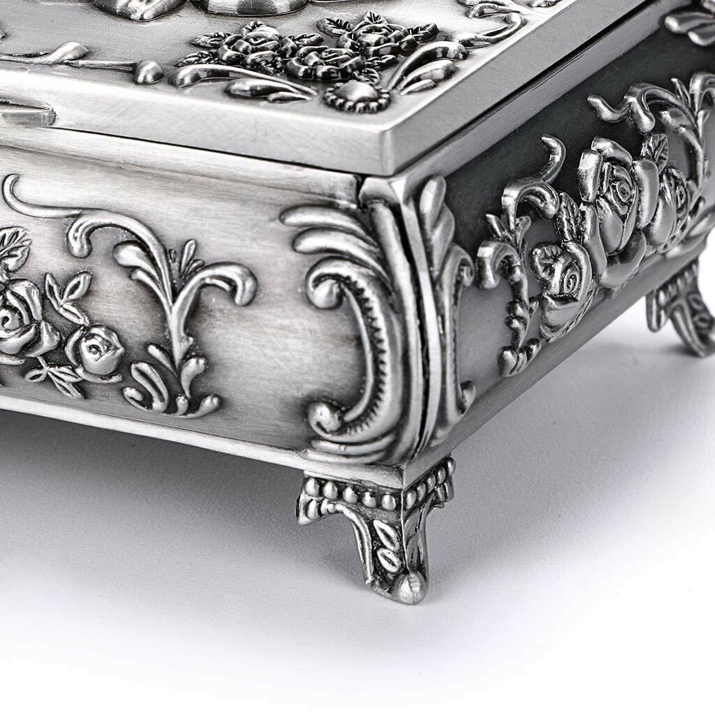 Hipiwe Vintage Metal Jewelry Box Small Trinket Jewelry Storage box For Rings