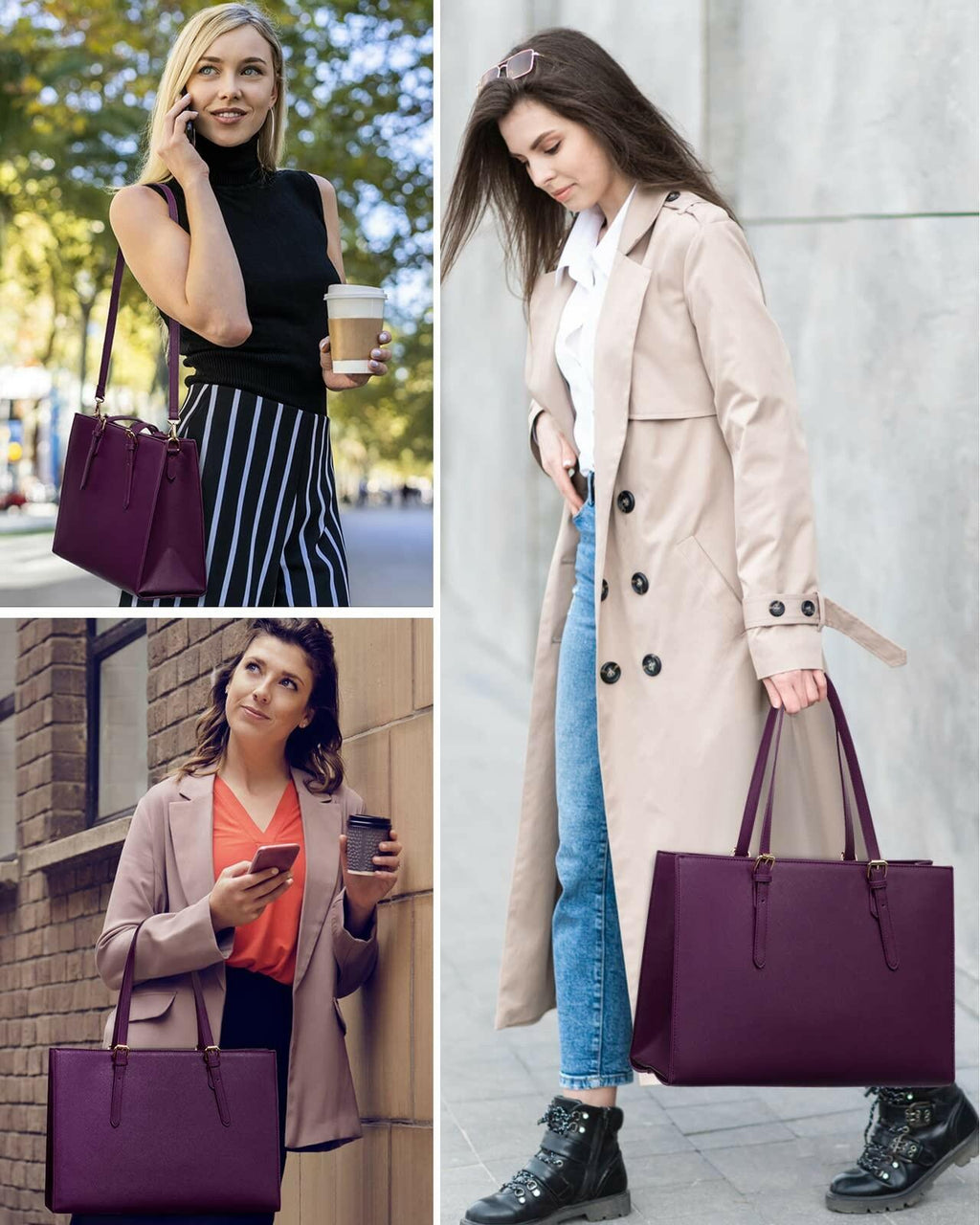 LOVEVOOK 15.6 Inch Laptop Bag for women, Large Waterproof PU Leather Work