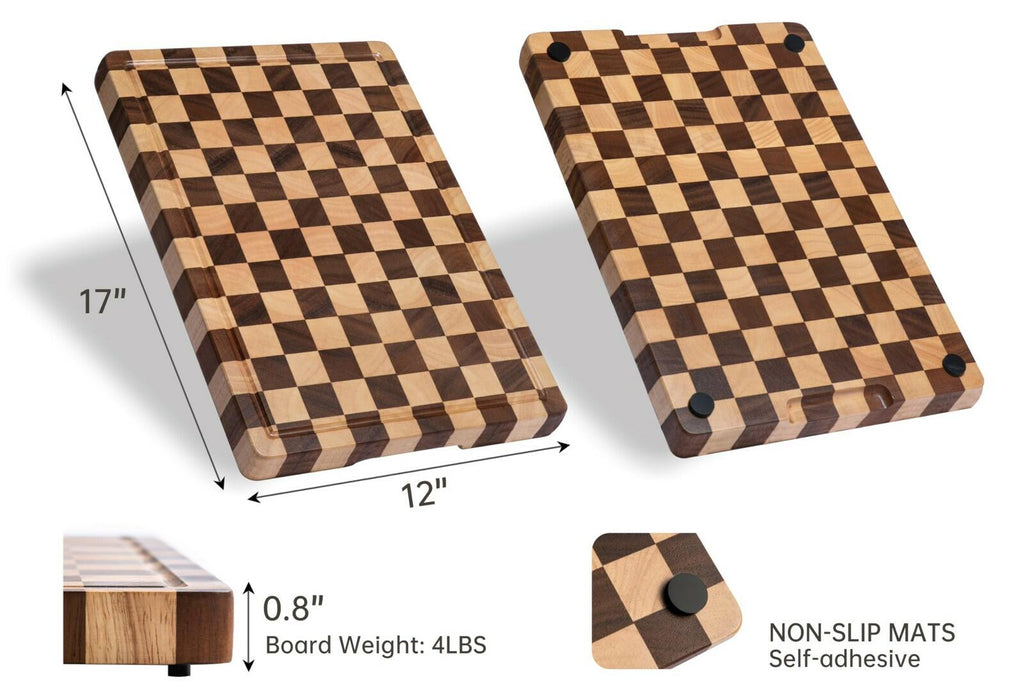 THETCHRY Cutting Boards for Kitchen, 17"X12"X0.8" Checkered Cutting Board