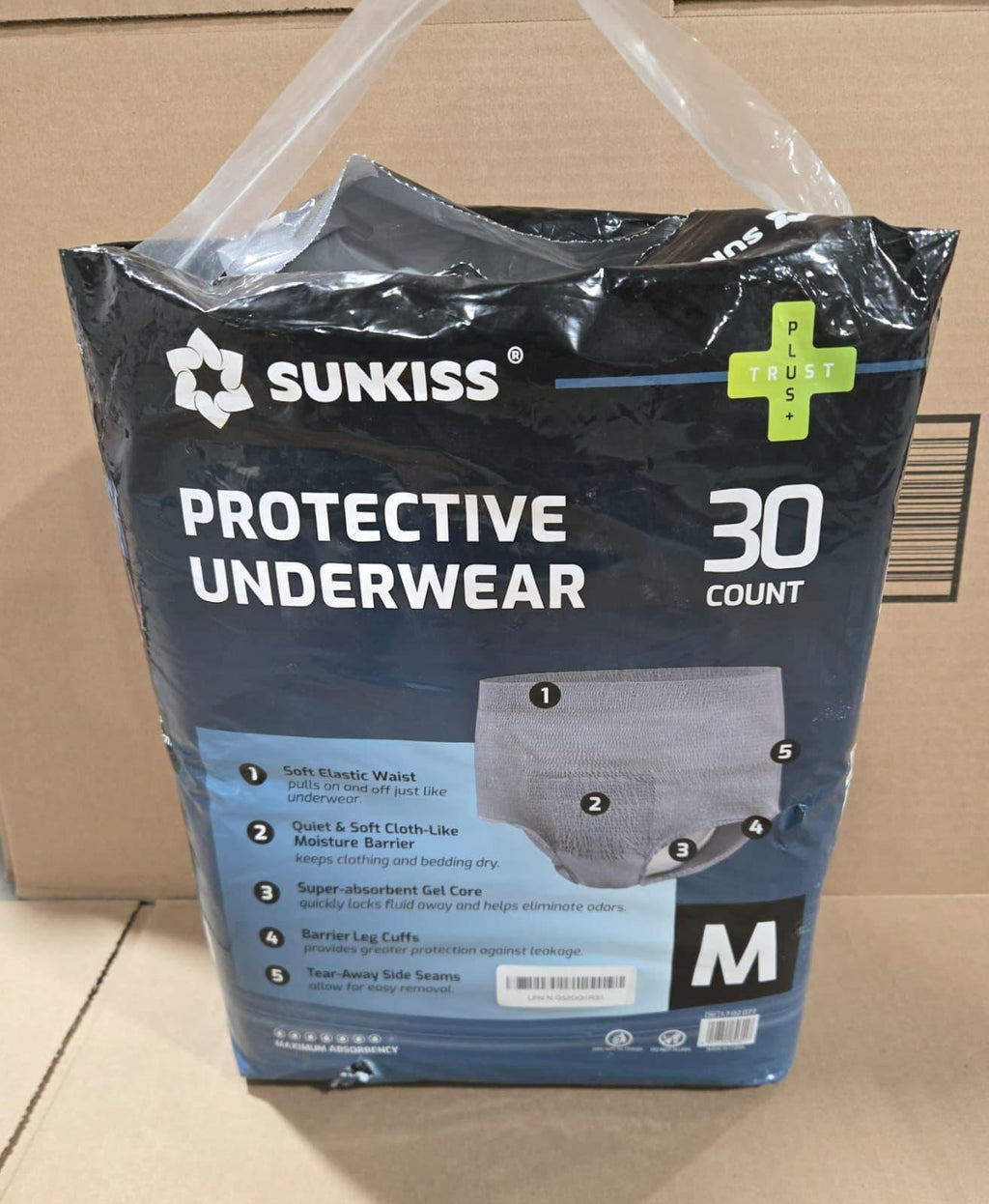 28 Ct SUNKISS Medium Incontinence Underwear for Men,Daytime Disposable Adult