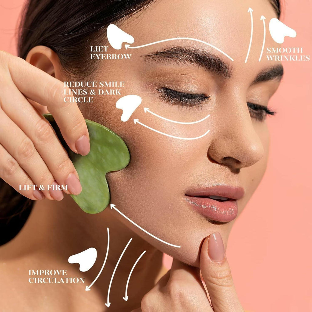 BAIMEI IcyMe Jade Face Roller & Gua Sha, Facial Beauty Skin Care Tools, Self