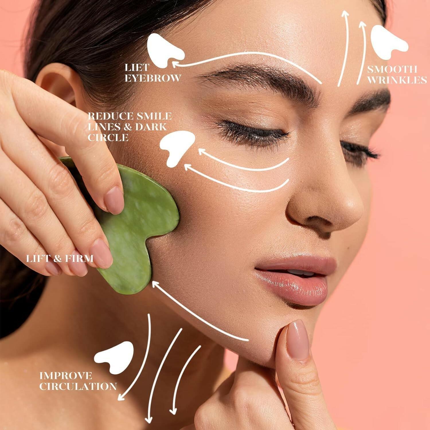 BAIMEI IcyMe Jade Face Roller & Gua Sha, Facial Beauty Skin Care Tools, Self