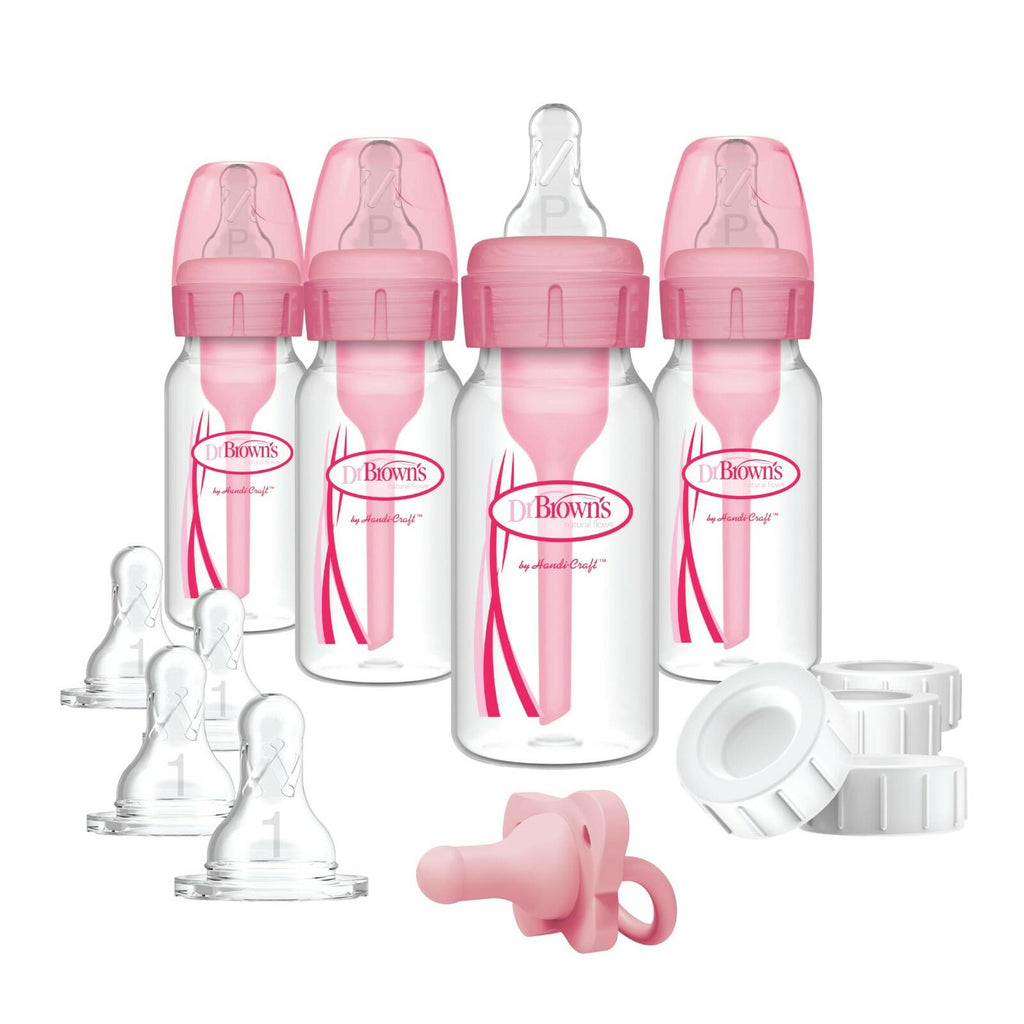 4 PACK Dr. Brown's Anti-Colic Baby Feeding Set with Slow Flow Nipples, Travel