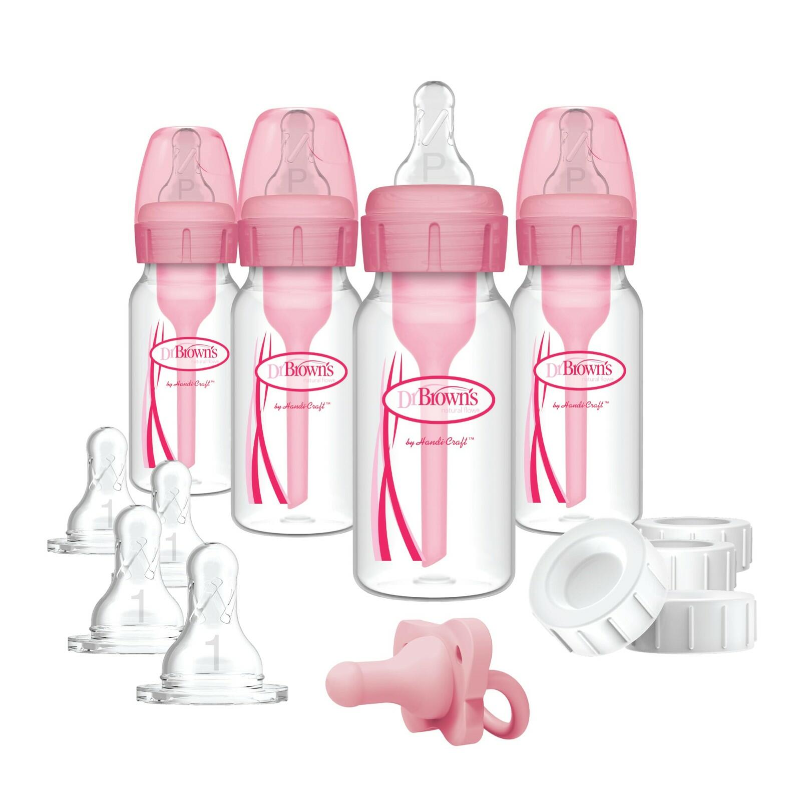 4 PACK Dr. Brown's Anti-Colic Baby Feeding Set with Slow Flow Nipples, Travel