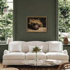 Framed Vintage Floral Wall Art, 12x16 inch 3D Textured Sandstone Dark Still Life