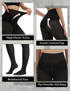 DDOBB 3 Pairs 80D Tights for Women Opaque Black High Waisted Stockings Womens