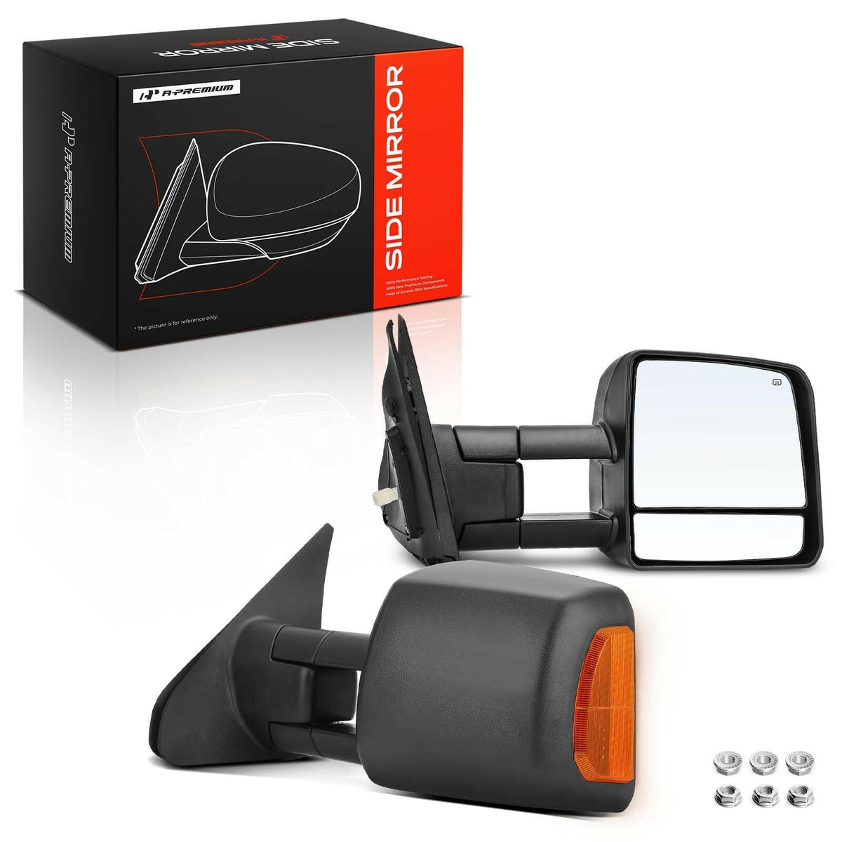 A-Premium 2 Pack Towing Mirrors Power Glass